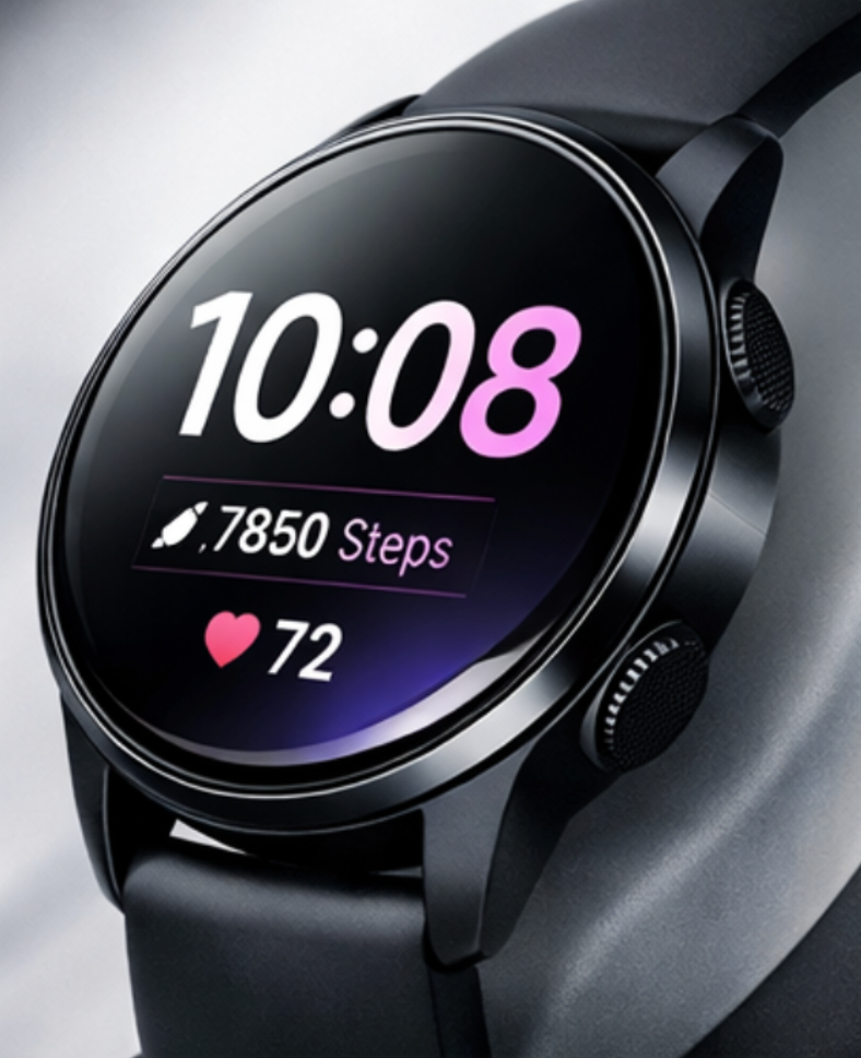 Detail 1,43-palcového AMOLED displeja hodiniek Voltix Nova X s vysokým rozlíšením.